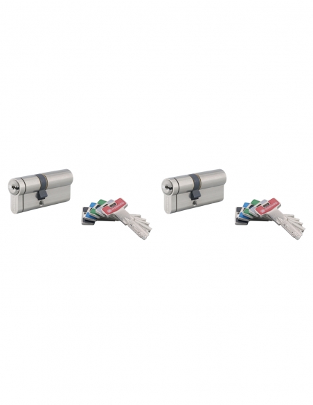 Set di 2 cilindri Transit 2 30 x 40 mm nichelati, chiave uguale, 8 chiavi – THIRARD