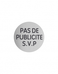 Targa segnaletica adesiva Ø 80 mm, “Pas de publicité” (No pubblicità) – THIRARD