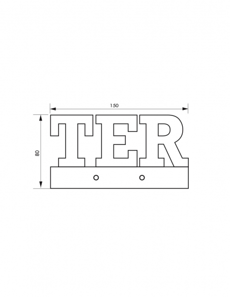 Targhetta segnaletica “TER”, in lega, da avvitare, altezza 80 mm, nero – THIRARD
