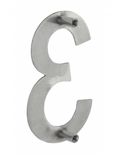 Vista aggiuntiva 2 di Numero civico 3 in acciaio inox, altezza 100 mm, da avvitare – THIRARD