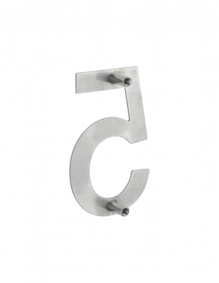 Vista aggiuntiva 1 di Numero civico 5 in acciaio inox, altezza 100 mm, da avvitare – THIRARD