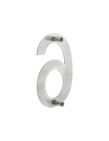 Vista aggiuntiva 1 di Numero civico 6 in acciaio inox, altezza 100 mm, da avvitare – THIRARD