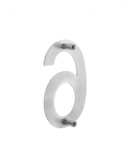 Vista aggiuntiva 1 di Numero civico 6 in acciaio inox, altezza 100 mm, da avvitare – THIRARD