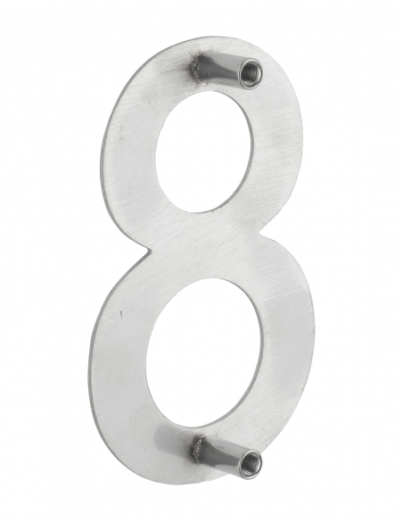 Vista aggiuntiva 1 di Numero civico 8 in acciaio inox, altezza 100 mm, da avvitare – THIRARD