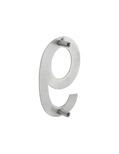 Vista aggiuntiva 1 di Numero civico 9 in acciaio inox, altezza 100 mm, da avvitare – THIRARD