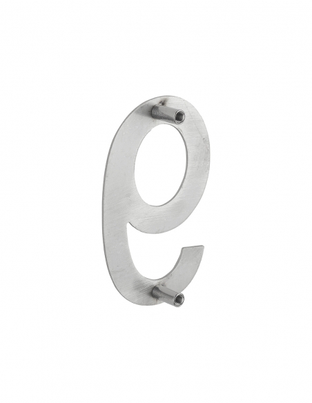 Vista aggiuntiva 1 di Numero civico 9 in acciaio inox, altezza 100 mm, da avvitare – THIRARD