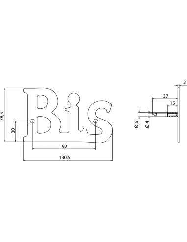 Vista aggiuntiva 1 di Lettere “BIS” in acciaio inox, altezza 80 mm, da avvitare – THIRARD