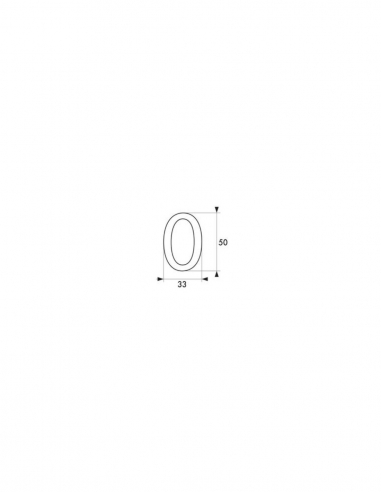 Vista aggiuntiva 1 di Numero civico adesivo 0, altezza 50 mm, finitura ottone – THIRARD