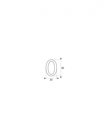 Vista aggiuntiva 1 di Numero civico adesivo 0, altezza 50 mm, finitura ottone – THIRARD