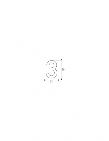 Vista aggiuntiva 1 di Numero civico adesivo 3, altezza 50 mm, finitura ottone – THIRARD