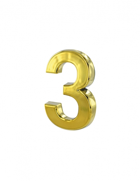 Numero civico adesivo 3, altezza 50 mm, finitura ottone – THIRARD
