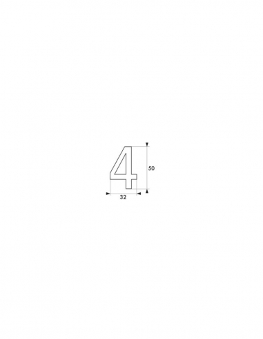 Vista aggiuntiva 1 di Numero civico adesivo 4, altezza 50 mm, finitura ottone – THIRARD