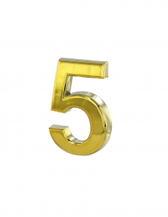 Numero civico adesivo 5, altezza 50 mm, finitura ottone – THIRARD