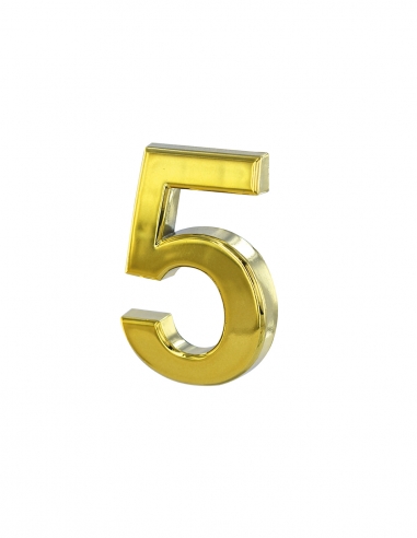 Numero civico adesivo 5, altezza 50 mm, finitura ottone – THIRARD