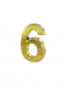 Numero civico adesivo 6, altezza 50 mm, finitura ottone – THIRARD