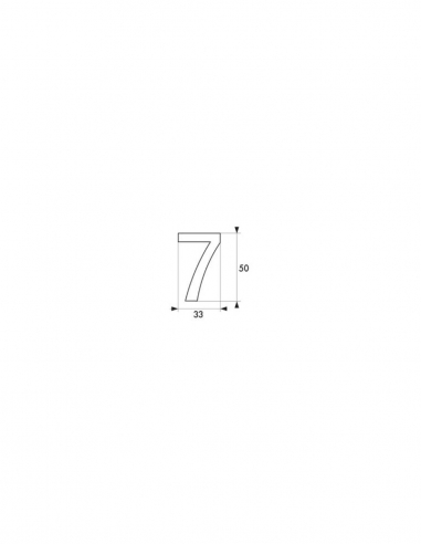 Vista aggiuntiva 1 di Numero civico adesivo 7, altezza 50 mm, finitura ottone – THIRARD
