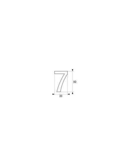 Vista aggiuntiva 1 di Numero civico adesivo 7, altezza 50 mm, finitura ottone – THIRARD