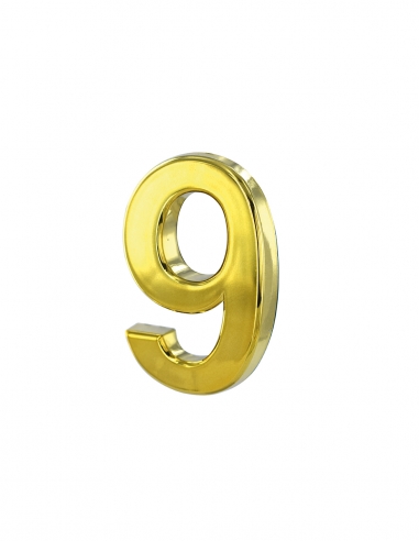 Numero civico adesivo 9, altezza 50 mm, finitura ottone – THIRARD