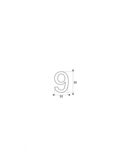 Vista aggiuntiva 1 di Numero civico adesivo 9, altezza 50 mm, finitura ottone – THIRARD