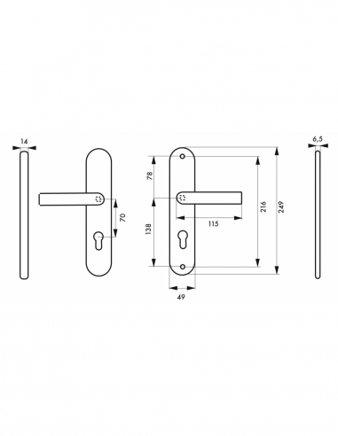 Set di sicurezza con doppia maniglia, finitura argento F1 – THIRARD