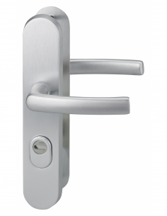 Set maniglie di sicurezza per porta d’ingresso, doppia leva, interasse di fissaggio 216 mm, argento – THIRARD