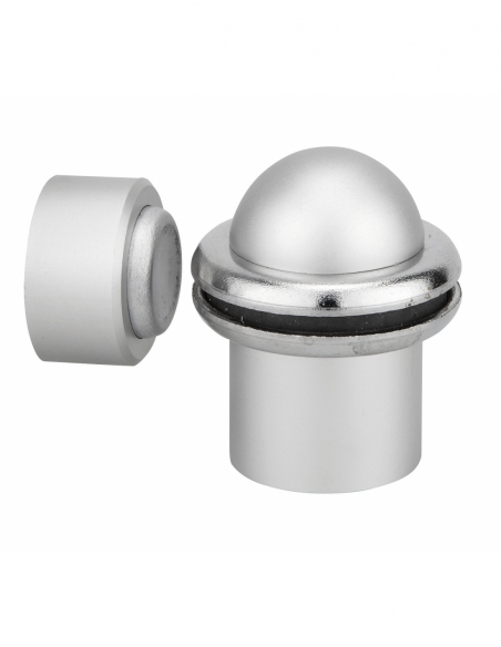 Fermaporta da avvitare a pavimento in alluminio Ø30x50 mm con magnete a parete satinato – THIRARD