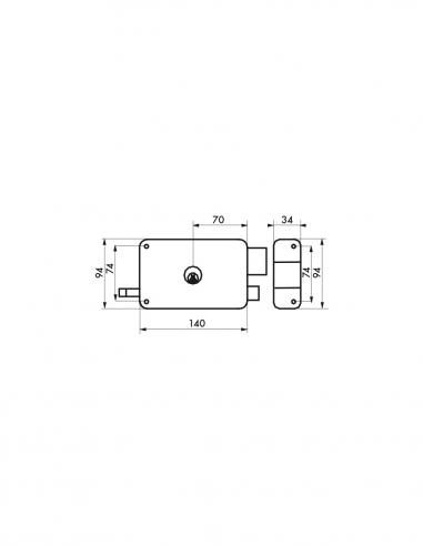 Serratura orizzontale da applicare a doppio cilindro con tirante, 140 x 94 mm, destra, 3 chiavi – THIRARD