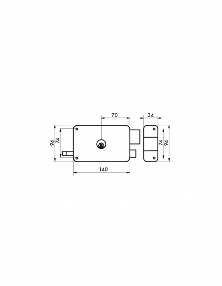 Serratura orizzontale da applicare a doppio cilindro con tirante, 140 x 94 mm, destra, 3 chiavi – THIRARD