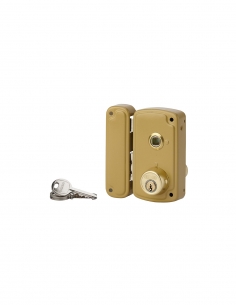 Serratura verticale da applicare doppia entrata con quadro, sinistra, 120x65 mm, entrata 35 mm, marrone, 3 chiavi – THIRARD