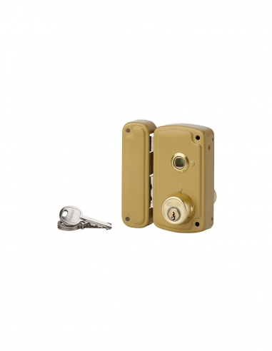 Serratura verticale da applicare doppia entrata con quadro, sinistra, 120x65 mm, entrata 35 mm, marrone, 3 chiavi – THIRARD