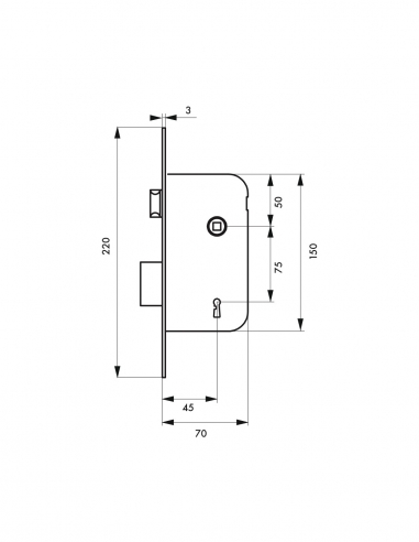 Serratura da incasso a chiave per porta interna, entrata 45 mm, frontale tondo, 2 chiavi – THIRARD