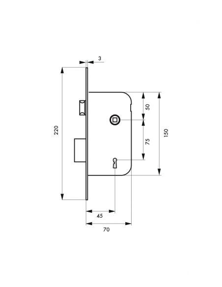 Serratura da incasso a chiave per porta interna, entrata 45 mm, frontale tondo, 2 chiavi – THIRARD