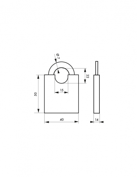 Lucchetto a chiave per esterno, 40 mm, con protezione arco rinforzata, 2 chiavi in acciaio nichelato – THIRARD