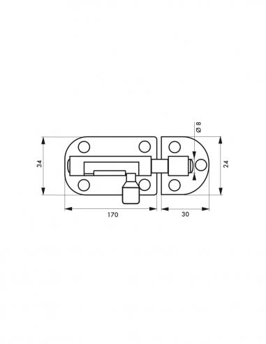 Chiusura per mobile 200 mm, nichel satinato, catenaccio tondo – THIRARD