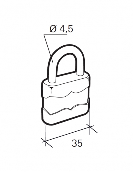 Lucchetto a chiave COUNTRY, 35 mm, arco in acciaio zincato, 2 chiavi – THIRARD