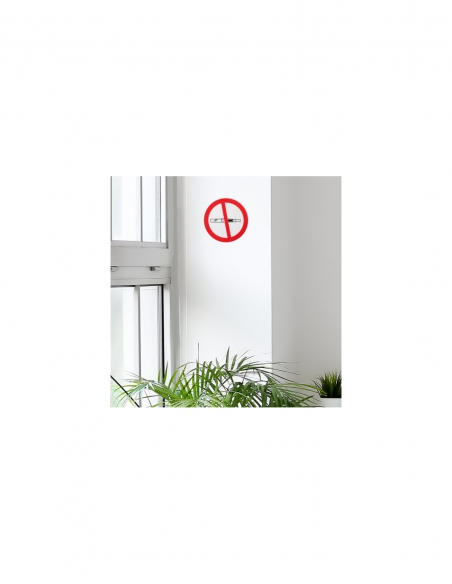 Disco segnaletico “Sigaretta elettronica”, polistirene rigido adesivo, Ø180 mm – THIRARD