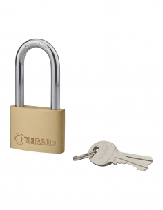 Lucchetto a chiave Tipo 1, in ottone, per interno, arco in acciaio nichelato, 50 mm, 2 chiavi – THIRARD