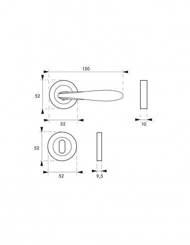 Maniglia su rosetta Barok, rosetta tonda, foro cilindro, bronzo – THIRARD
