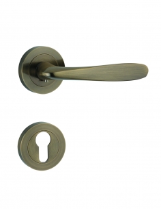 Maniglia su rosetta Barok, rosetta tonda, foro cilindro, bronzo – THIRARD