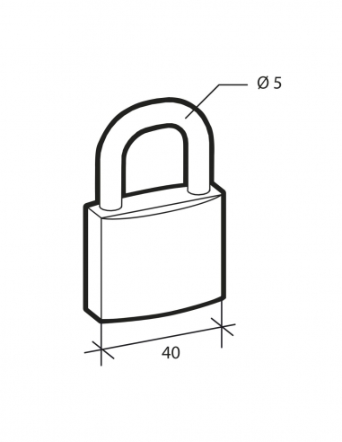 Lucchetto ACERA a chiave, base 40 mm, arco in acciaio cementato, 3 chiavi – SP