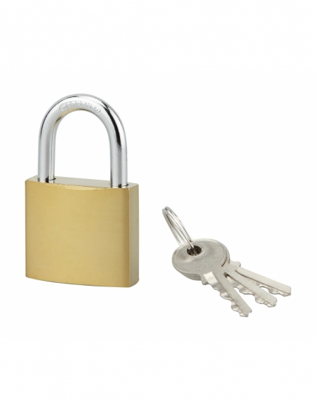 Lucchetto ACERA a chiave, base 40 mm, arco in acciaio cementato, 3 chiavi – SP