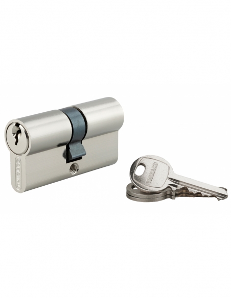 Cilindro europeo SA UNIKEY a doppia entrata 30 x 30 mm nichelato, chiave uguale, 3 chiavi – THIRARD