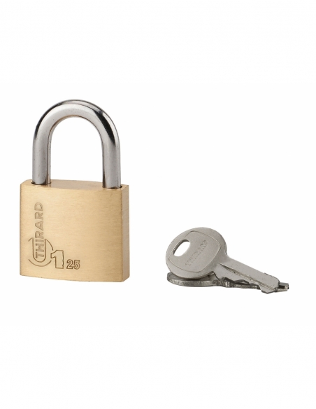 Lucchetto a chiave Tipo 1, per bagagli, arco in acciaio, 25 mm, 2 chiavi – THIRARD