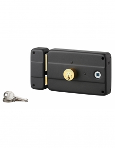 Serratura orizzontale da applicare doppia entrata con quadro, sinistra, 140x90 mm, asse 60 mm, nera, 3 chiavi THIRARD