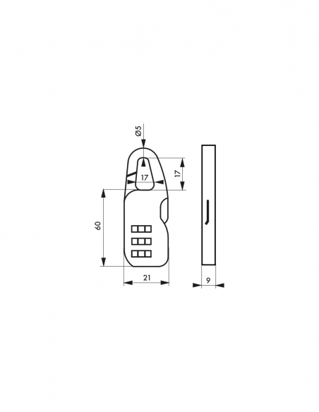 Lucchetto a combinazione Swish, 3 cifre, interno, arco in acciaio, 21 mm, nichelato - THIRARD