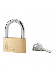 Lucchetto a chiave Tipo 1+, ottone, interno, arco in acciaio, 70 mm, 2 chiavi - THIRARD