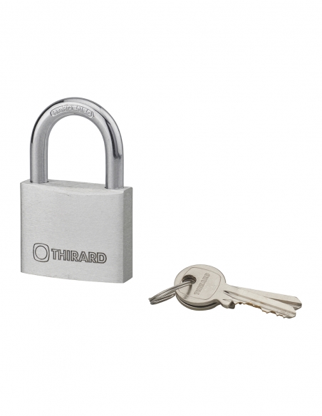 Lucchetto a chiave, esterno, alluminio, 50 mm, arco in acciaio nichelato, 2 chiavi - THIRARD