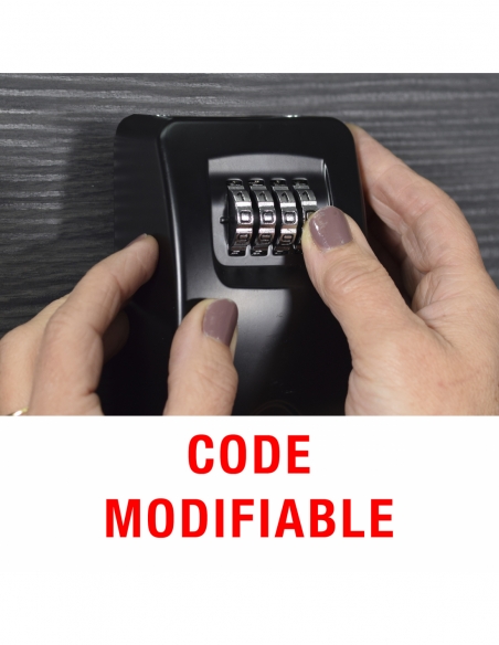 Cassetta porta chiavi a combinazione, 4 cifre, 55x105 mm, acciaio, nero - THIRARD