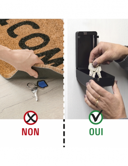 Cassetta porta chiavi a combinazione, 4 cifre, 55x105 mm, acciaio, nero - THIRARD