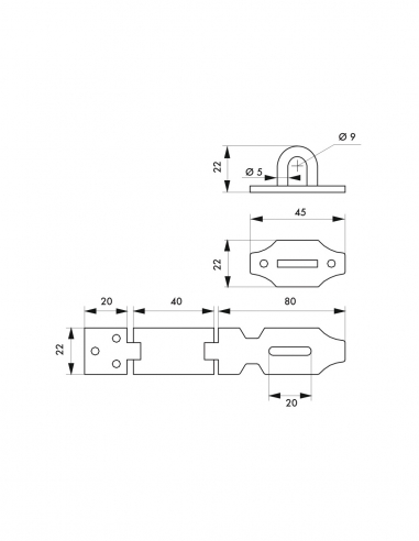Porta-lucchetto a copertura per cassetta e porta, acciaio, 120 mm, zincato - THIRARD